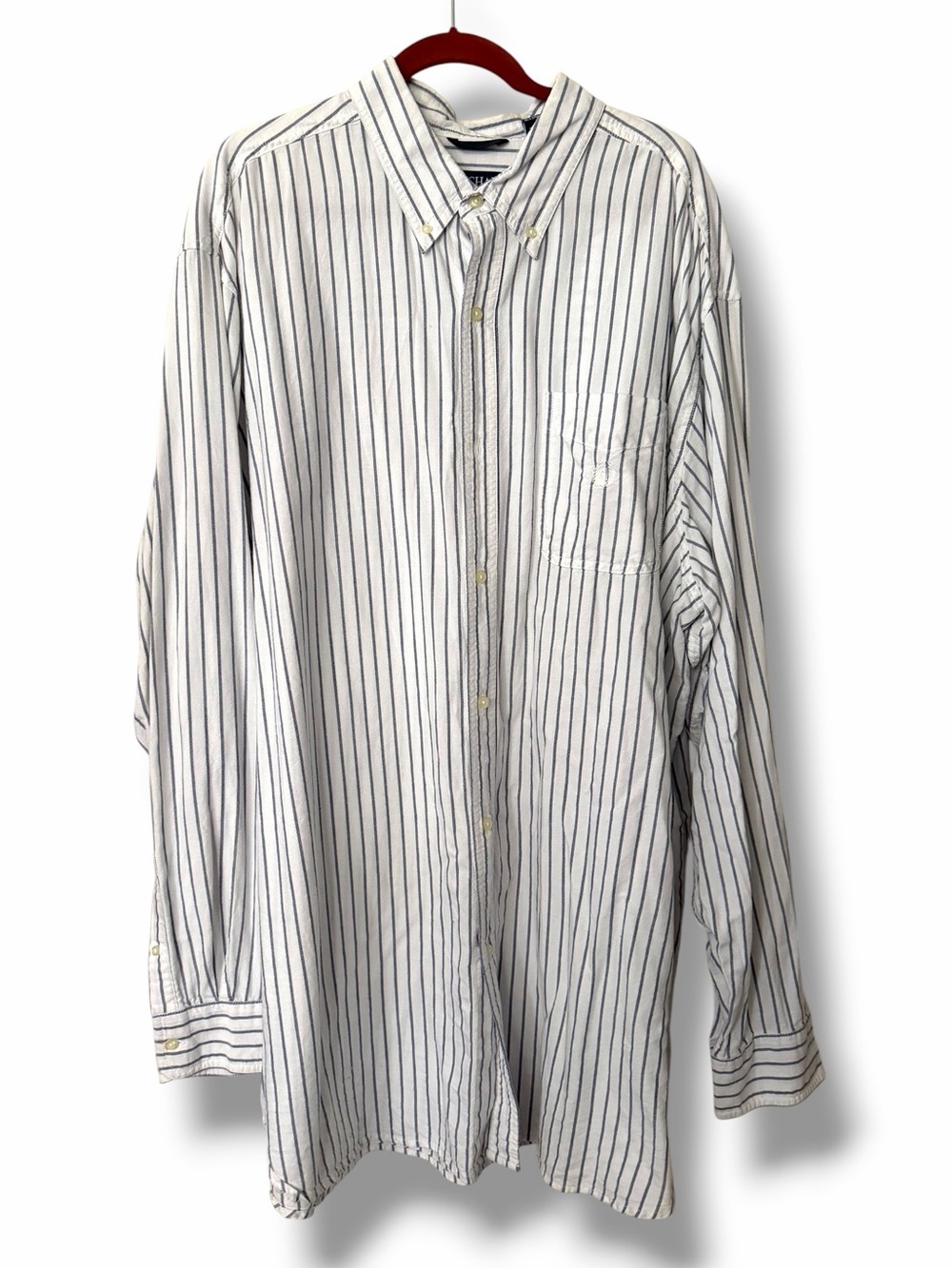 Chaps Mens Big and Tall Long Sleeve Button Down Shirt Size 3XT Cotton Stripe